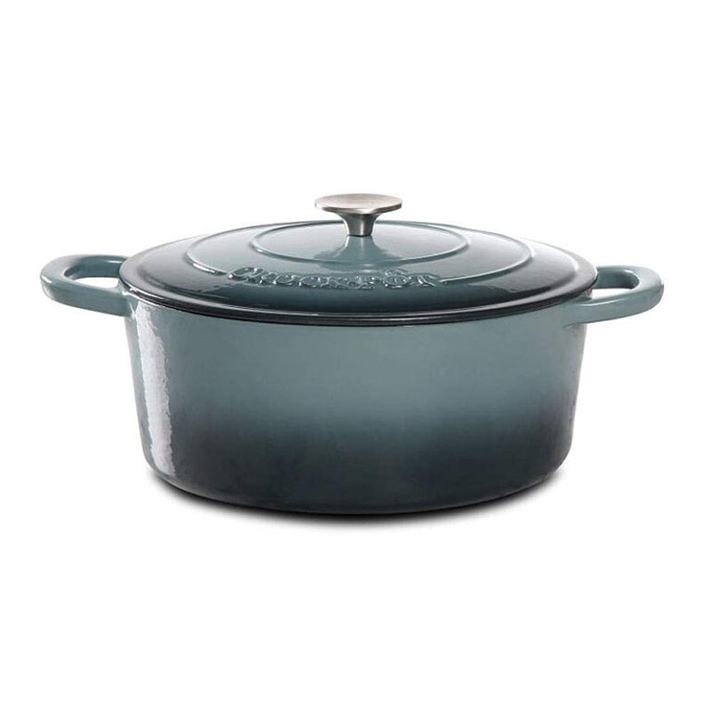 Crock-Pot Artisan 7-Quart Oval Enameled Cast Iron Dutch Oven â€“ Slate Gray, Heavy-Duty Cookware for Slow Cooking, Roasting, Baking with Lid - Image 1